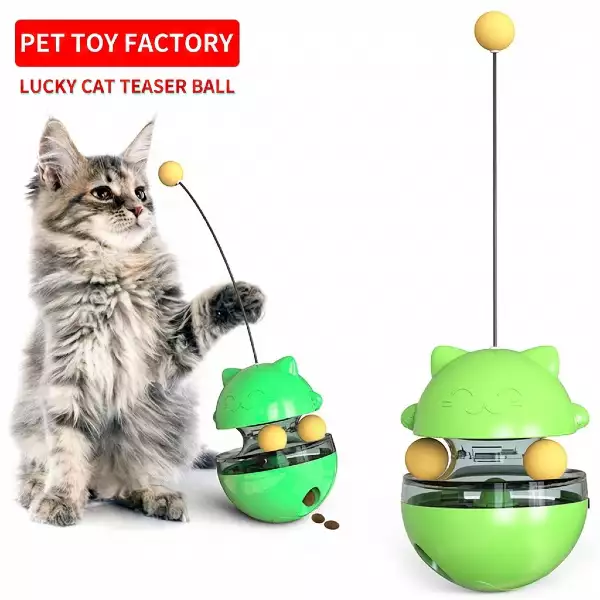 Interactive Non-Tipping Cat Toy | Slow Feeder, Treat Dispenser & Dual Ball Track