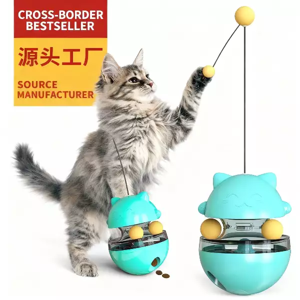 Interactive Non-Tipping Cat Toy | Slow Feeder, Treat Dispenser & Dual Ball Track