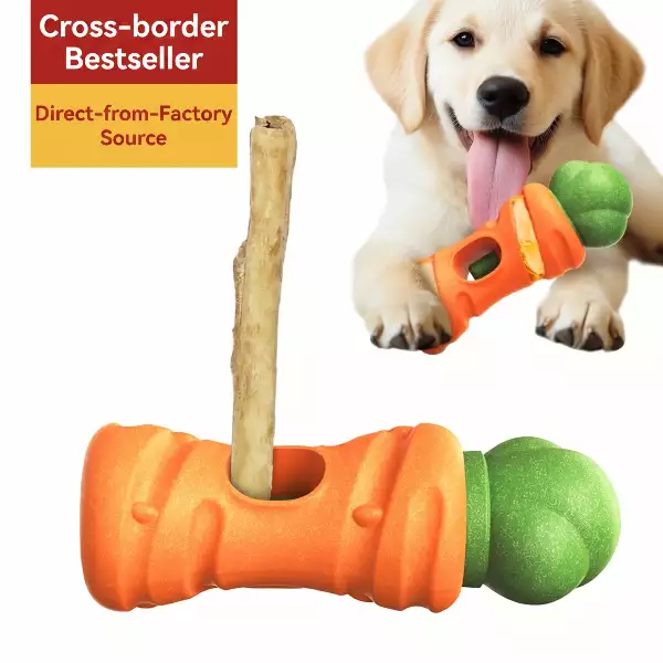 Carrot Bully Stick Holder	Indestructible Dog Chew Toy for Large Breeds
