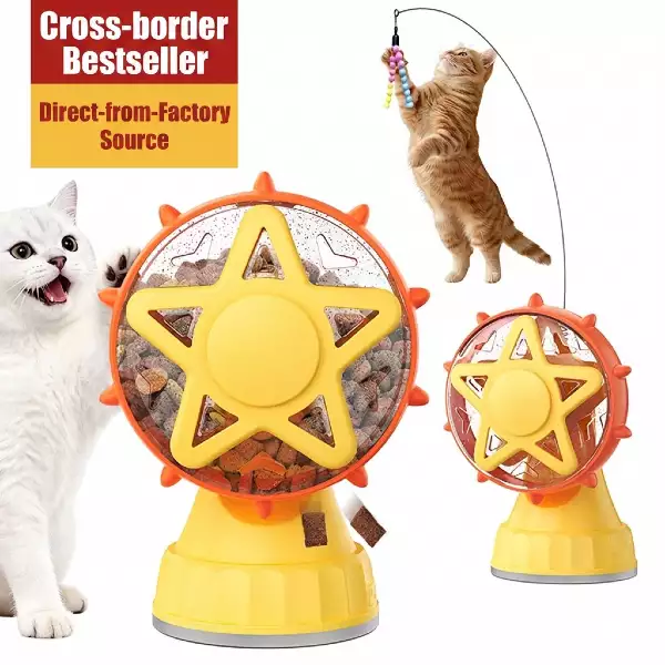 Cat Puzzle Feeder Wheel | Interactive Treat Dispenser & Slow Feeder for Indoor Cats