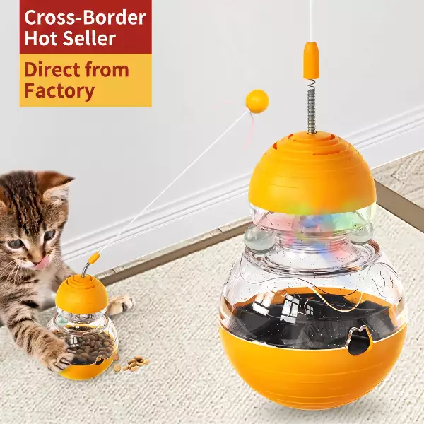 Non-Tip Wobble Cat Toy | Interactive Wand & Treat Dispenser for Weight Los