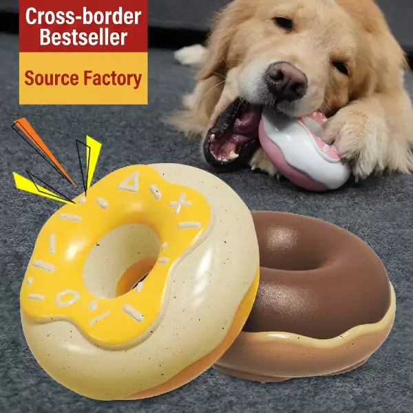 Squeaky Donut Dog Chew Toy | TPR Floating Teething Bone with Creamy Scent