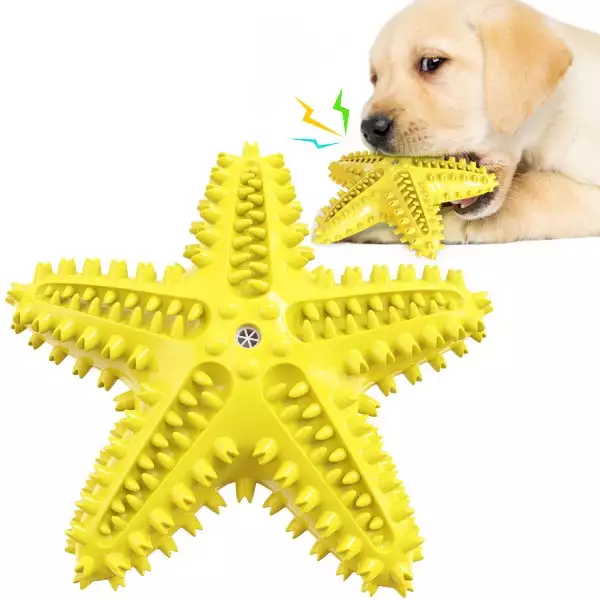 Starfish Squeaky Dog Toothbrush | Floating Dental Toy for 5-100 lbs | Wholesale