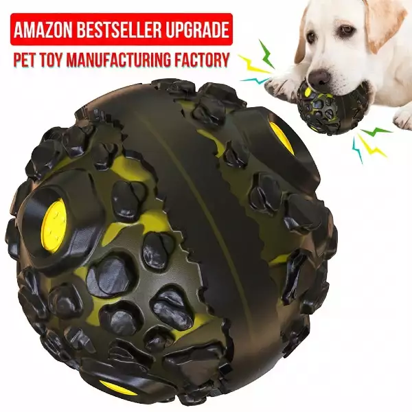 Squeaky Meteorite Dog Chew Ball | 3 Sounds + Hard Shell Core | Wholesale